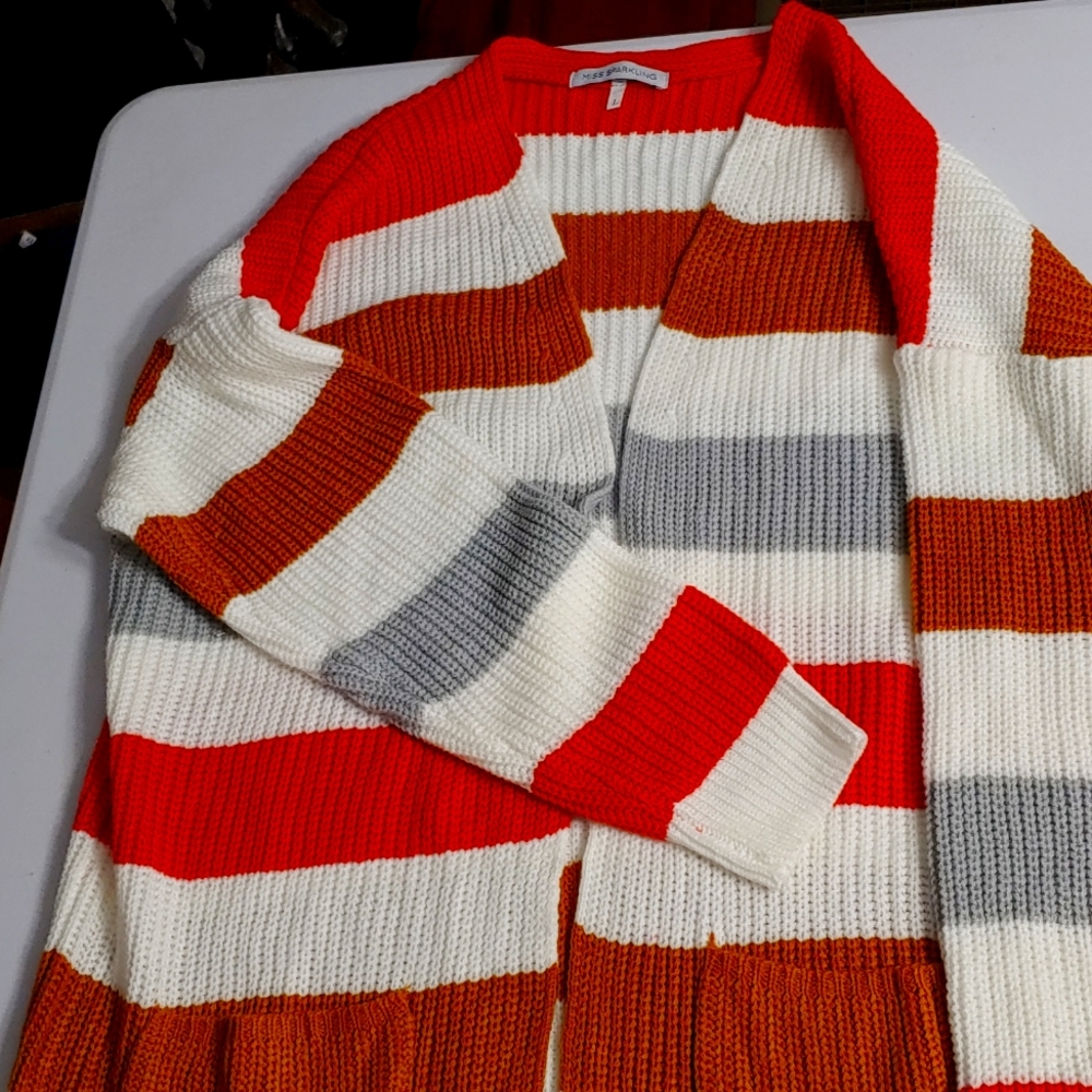 Womens color block cardigan sweater